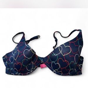 PINK Victoria's Secret Navy Heart Pattern Scoopneck Bra